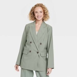 A New Day Women's Double Breasted Blazer Jacket Back Slit Mid Length New XS